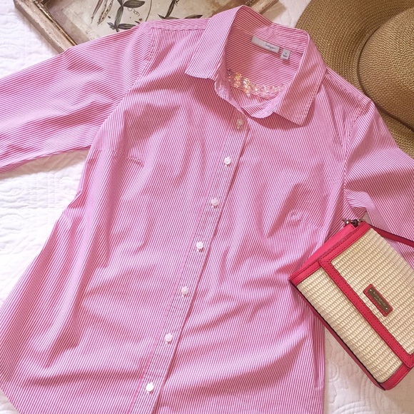 Halogen Tops - Halogen pink stripe button down